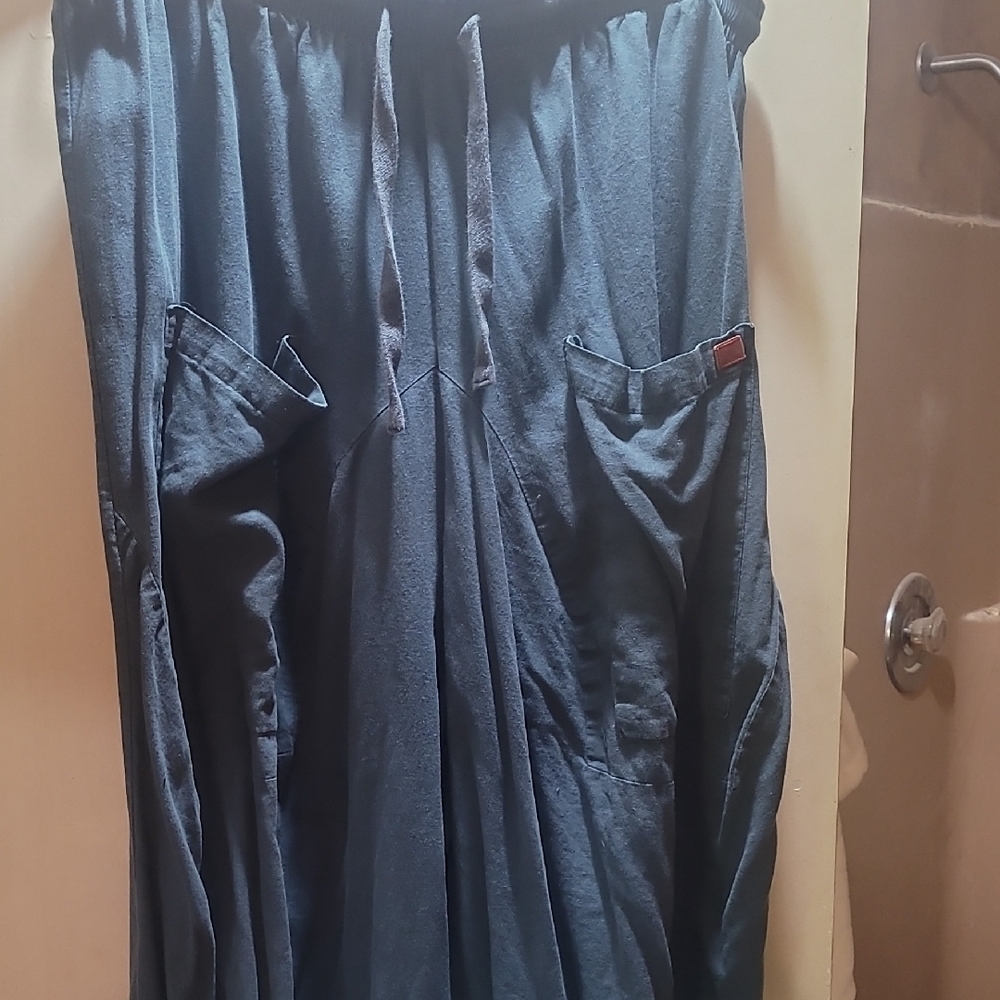Peace Love World Blue Linen Cargo Pants L
